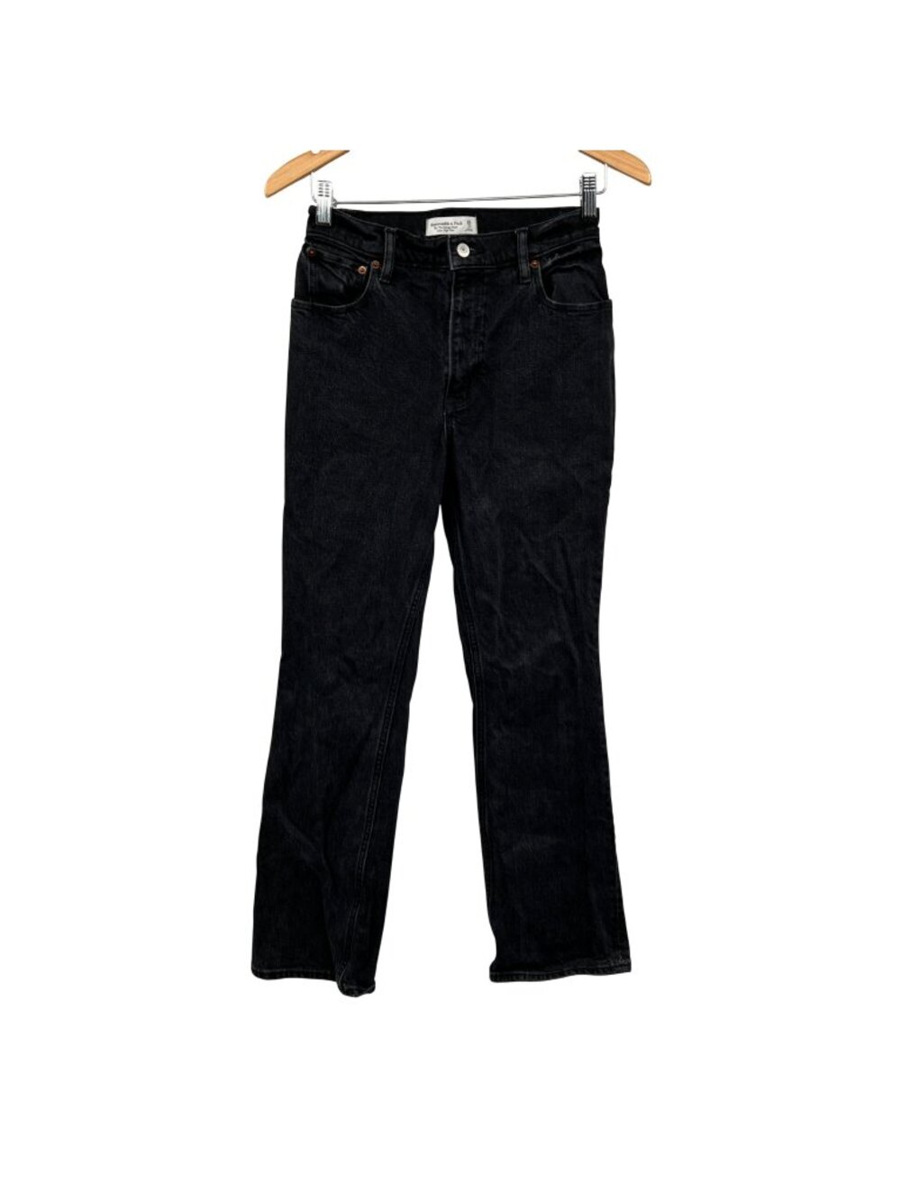 Abercrombie & Fitch Womens 70s Vintage Flare Jeans Black High Rise Size 2/26S
